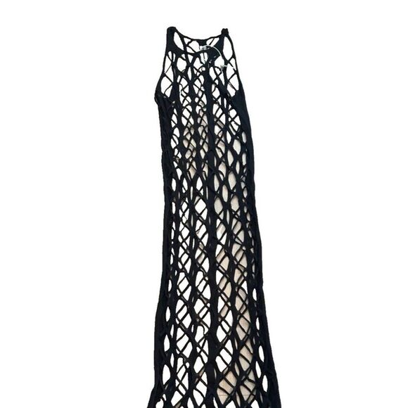 Rick Owens 'Phlegethon' Fishnet Shift Dress Black Medium Grunge NEW - Picture 2 of 12